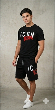 Cordinato Icon nero-rosso