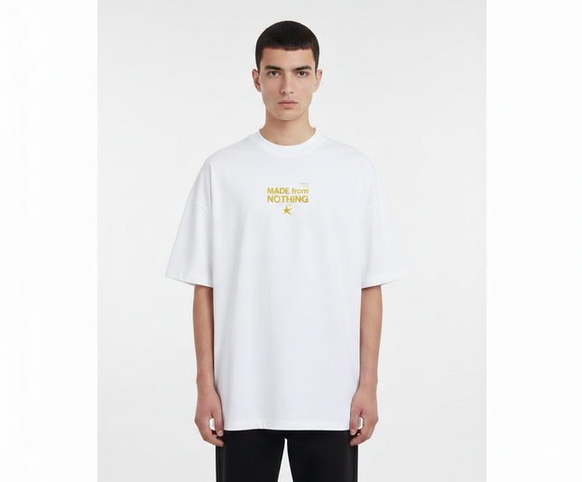 T-shirt M. F. N bianca oversize logo oro