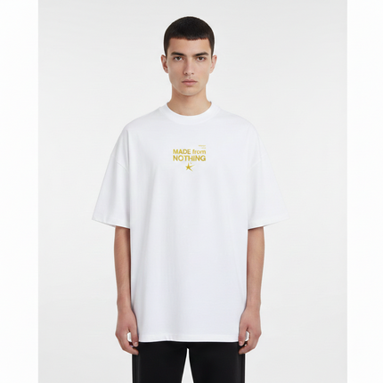 T-shirt M. F. N bianca oversize logo oro