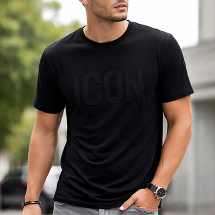 T-shirt icon total black - total White fit regolare