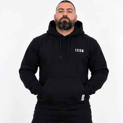 Felpa icon con cappuccio nera/bourdeux/bianco
