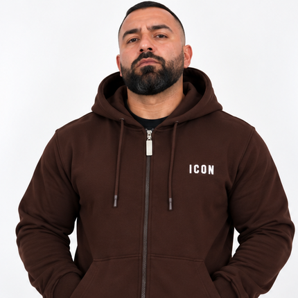 Felpa icon con cappuccio e zip nera/moro/bourdeux