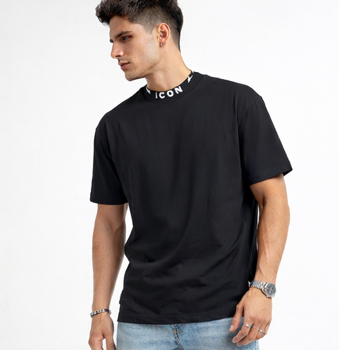 T-shirt icon nera - bianaca fit over size (vestibilità piu grande)