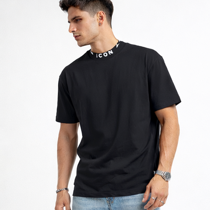 T-shirt icon nera - bianaca fit over size (vestibilità piu grande)