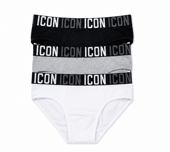 Slip Uomo ICON – Confezione da 3 (Nero, Grigio e Bianco)