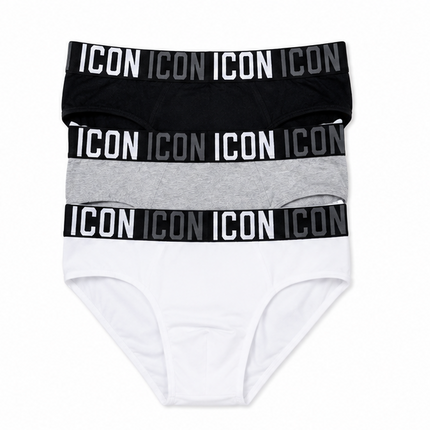Slip Uomo ICON – Confezione da 3 (Nero, Grigio e Bianco)