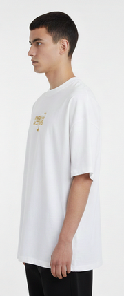 T-shirt M. F. N bianca oversize logo oro