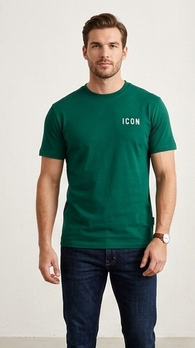 T-shirt icon verde/nera/bianca/celeste/rossa/beige(fit regolare)