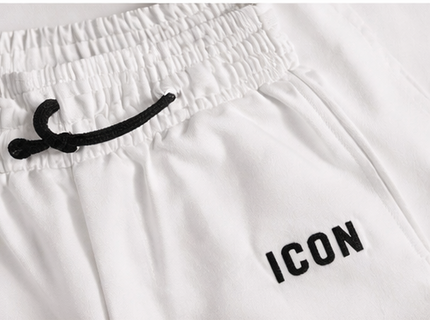 Bermuda icon nero - bianco con logo ricamato