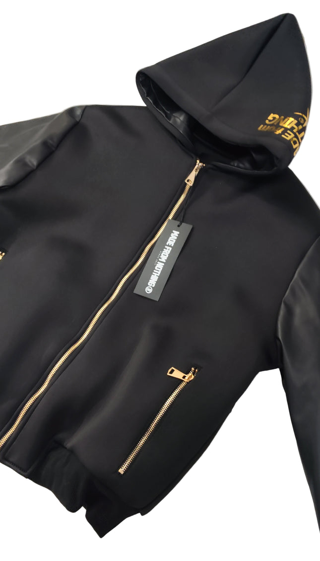 Giacca M. F. N in naylon e maniche in eco pelle