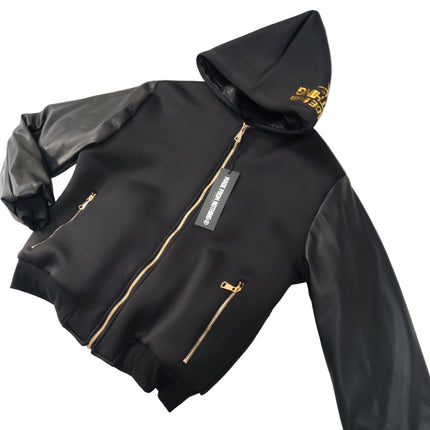 Giacca M. F. N in naylon e maniche in eco pelle