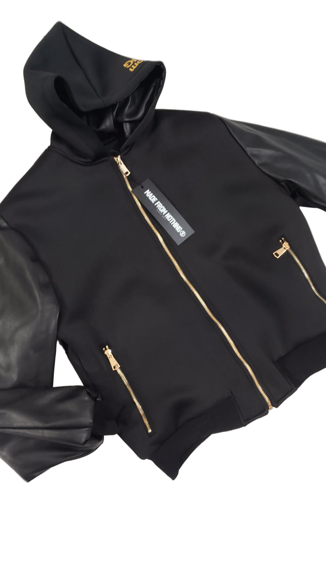 Giacca M. F. N in naylon e maniche in eco pelle