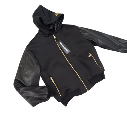 Giacca M. F. N in naylon e maniche in eco pelle