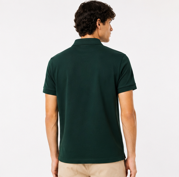Polo Lacoste nera/verde logo multicolor