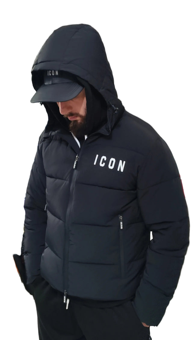 Giubbino icon nero con logo bianco