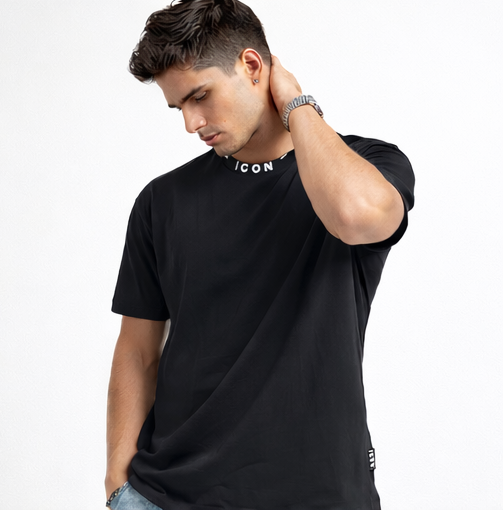 T-shirt icon nera - bianaca fit over size (vestibilità piu grande)