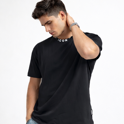 T-shirt icon nera - bianaca fit over size (vestibilità piu grande)