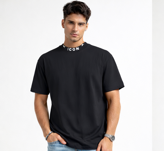 T-shirt icon nera - bianaca fit over size (vestibilità piu grande)