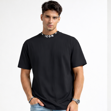 T-shirt icon nera - bianaca fit over size (vestibilità piu grande)