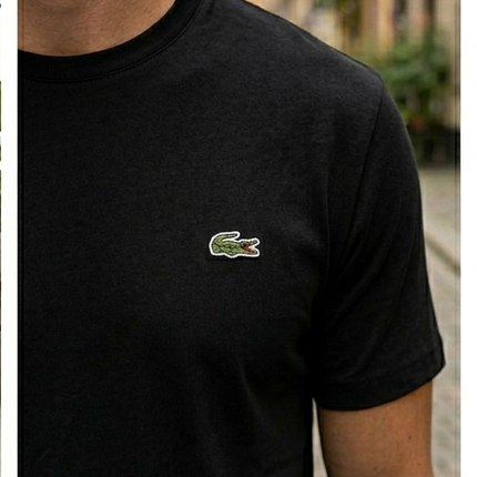 T-shirt Lacoste nera/bianca/blu navy