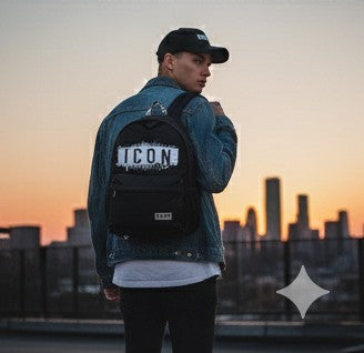 Zaino iconin tesso con stampa bianca