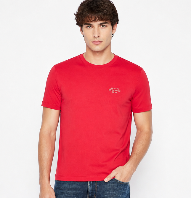 T-shirt Armani Exchange blu / rosso fit regolare