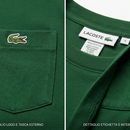 T-shirt Lacoste con taschino nera/verde/bianco