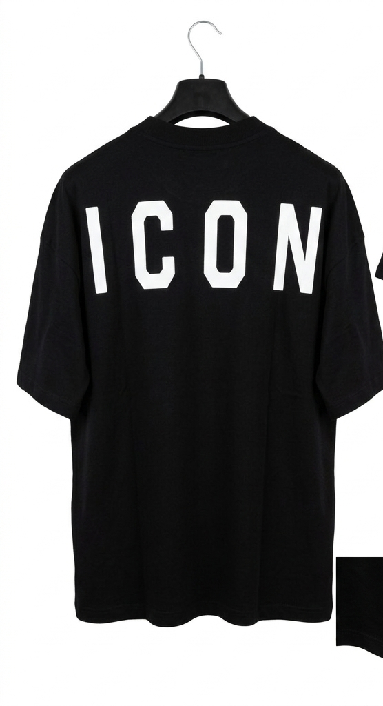 T-shirt icon bianca fit over size (vestibilità piu grande)
