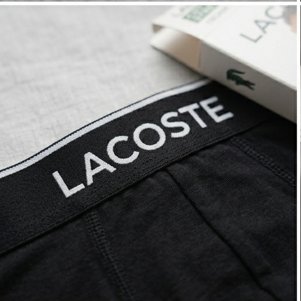 Boxer 3 pax lacoste nere/nere con elastico colorato