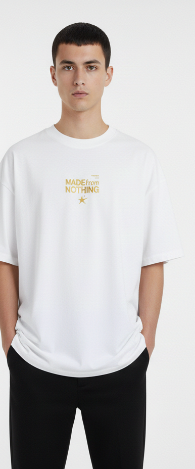 T-shirt M. F. N bianca oversize logo oro