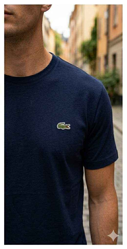 T-shirt Lacoste nera/bianca/blu navy