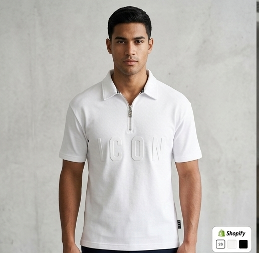 Polo icon bianca(fit over size la vestibilità piu grande)