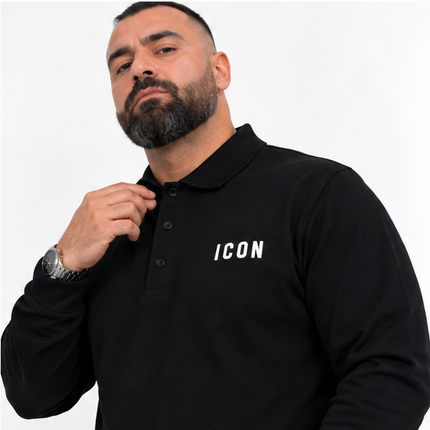 Polo  ICON Nero a Manica Lunga
