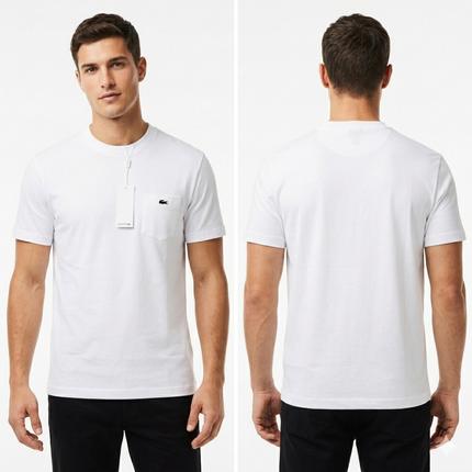 T-shirt Lacoste con taschino nera/verde/bianco