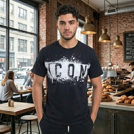 T-shirt icon bianca - nera (fit regolare)