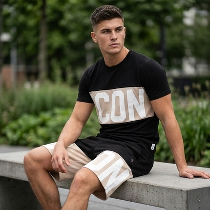 Coordinato icon nero e rosso/ nero e beige (fit regolare)