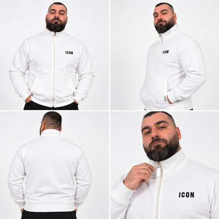 Felpa Uomo ICON Full Zip Nera/biabca