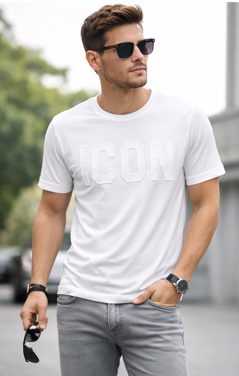 T-shirt icon total black - total White fit regolare