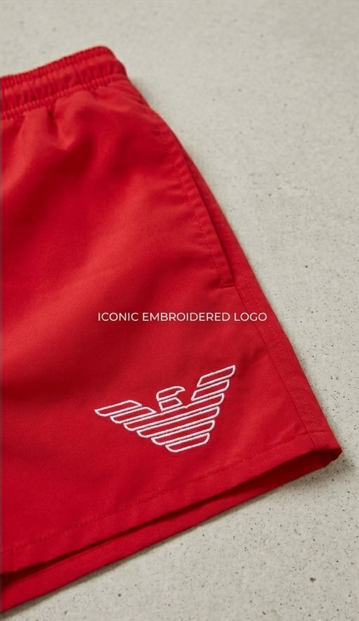 Costume da bagno armani con logo ricamato verde/rosso/Celeste