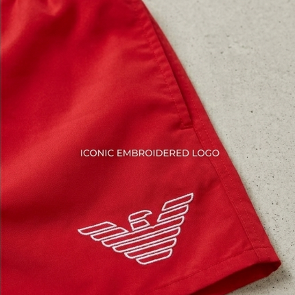 Costume da bagno armani con logo ricamato verde/rosso/Celeste