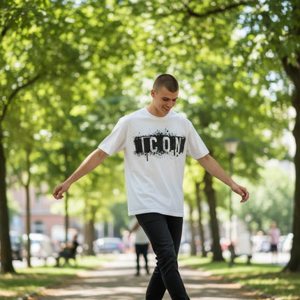T-shirt icon bianca - nera (fit regolare)