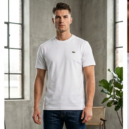 T-shirt Lacoste nera/bianca/blu navy