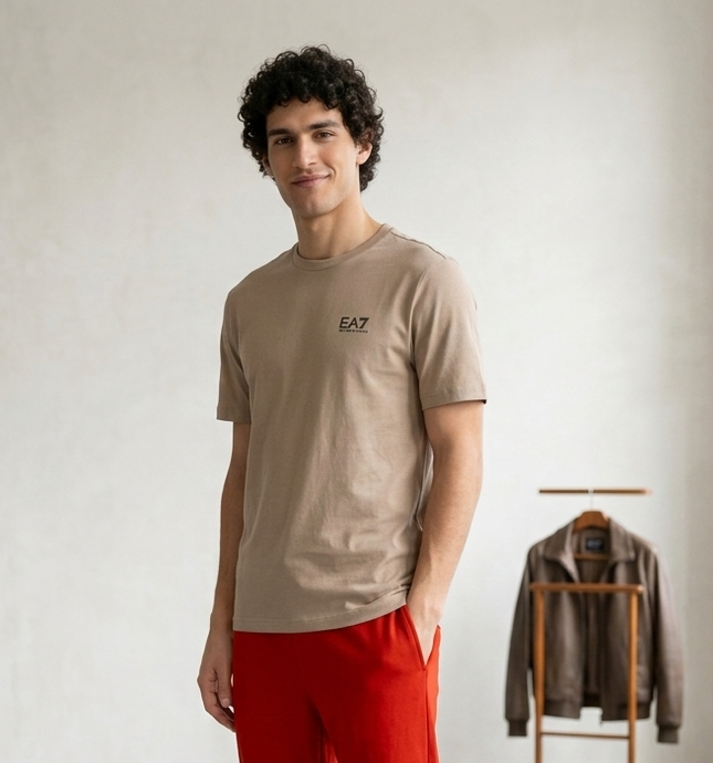 T-shirt Armani EA7 beige - bianca (fit regolare)