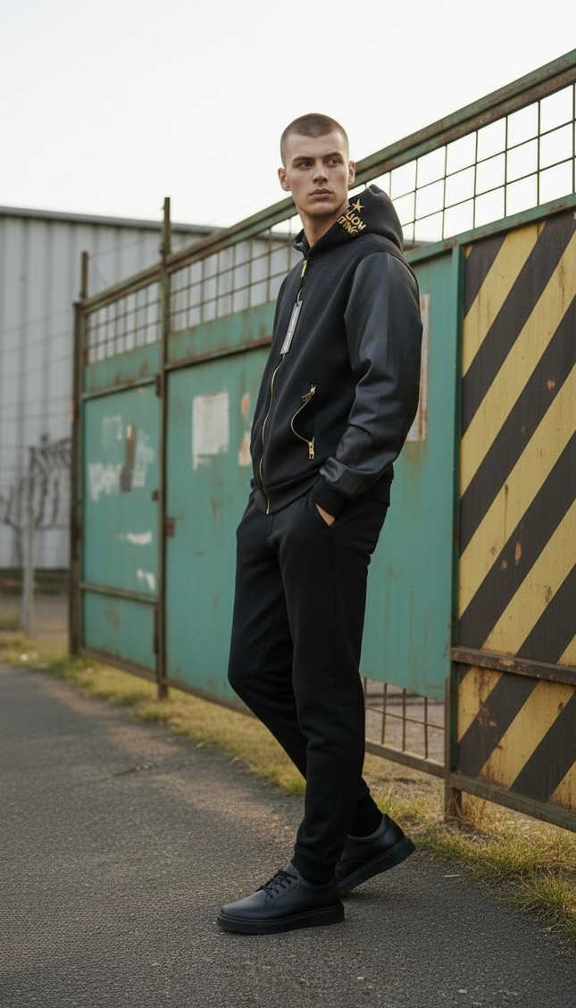 Giacca M. F. N in naylon e maniche in eco pelle