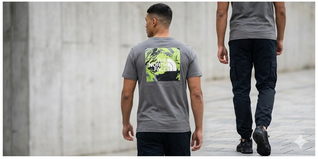 T-shirt North face nera/grigio/bianco