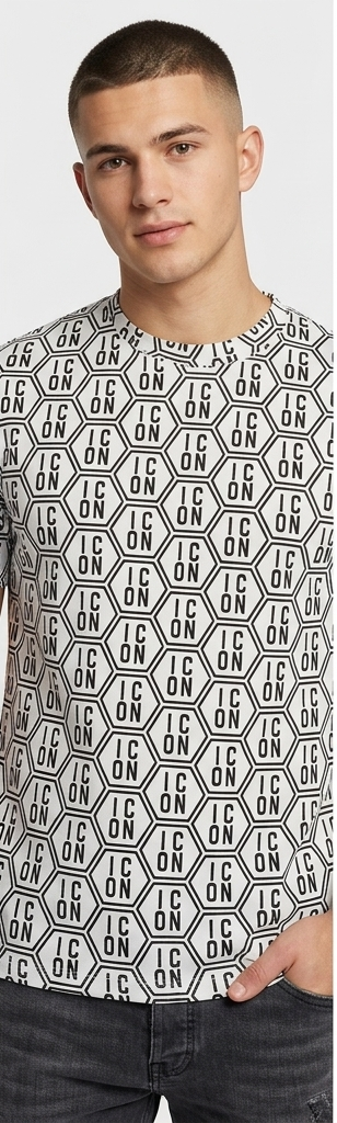 T-shirt icon nero-bianco tutta logata