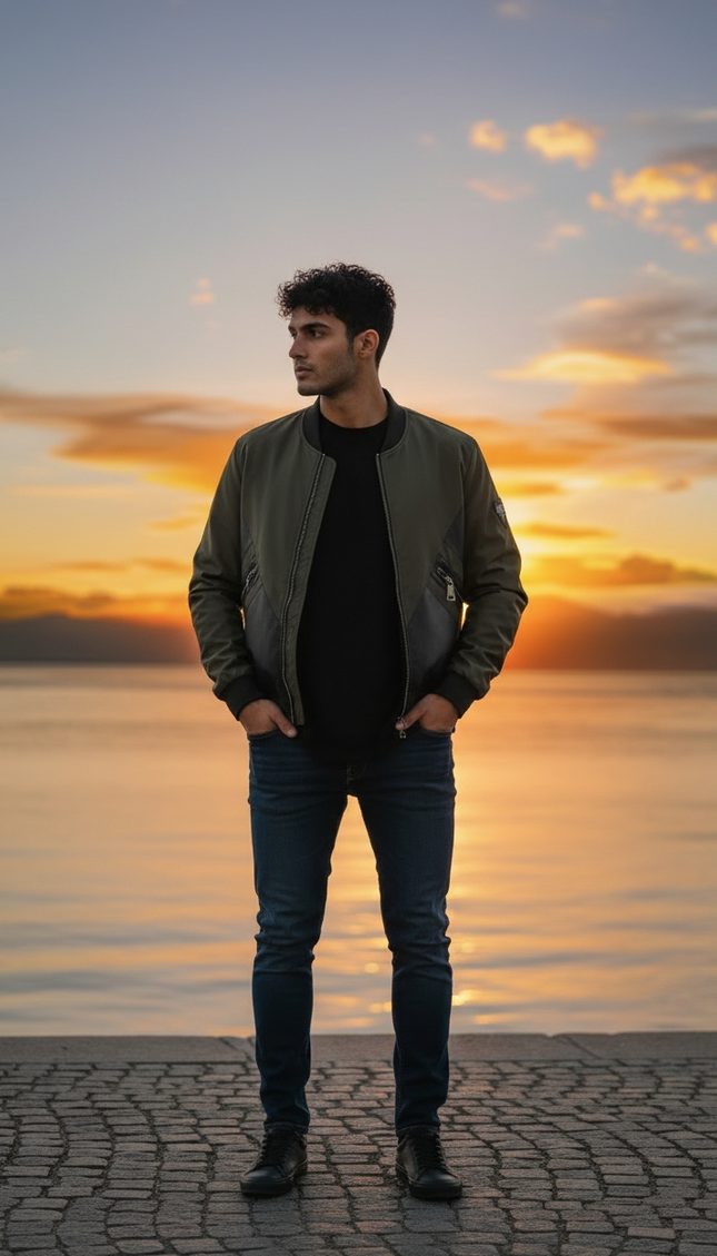 Giacca M. F. N nera e verde