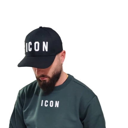 Berretto icon nero-bianco -bordeoux con logo ricamato