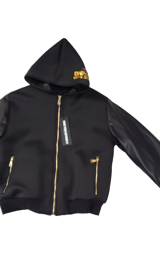 Giacca M. F. N in naylon e maniche in eco pelle