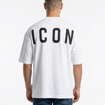 T-shirt icon bianca fit over size (vestibilità piu grande)